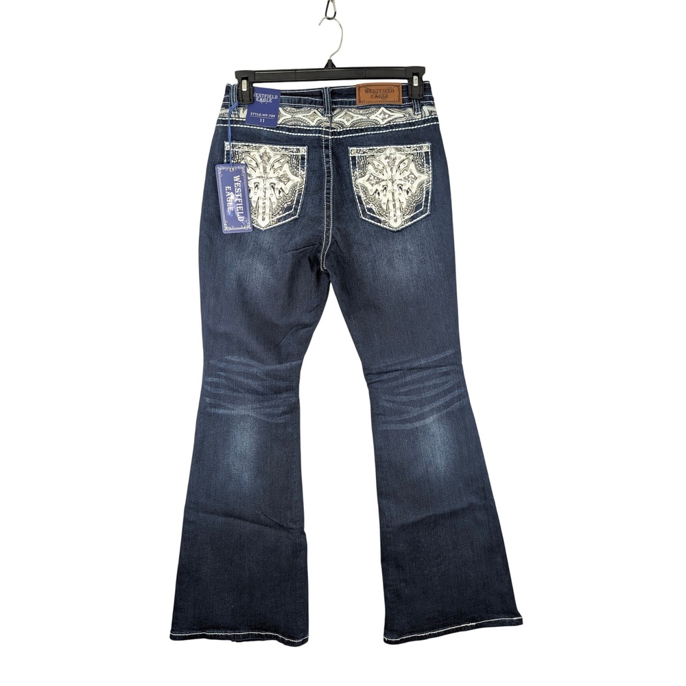 Westfield Eagle Flare Jeans Womens 13 Blue Cross Embellished Sequin Y2K NEW